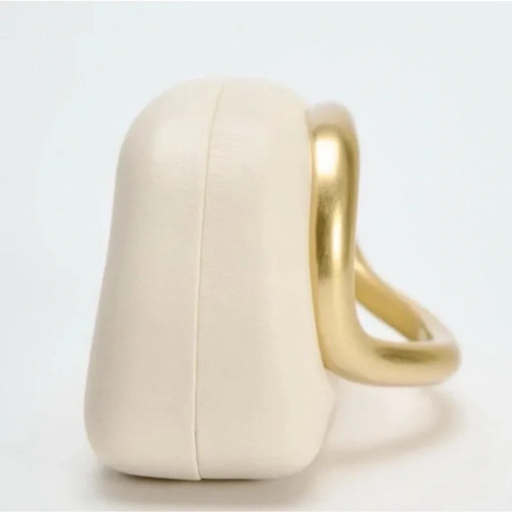 ZARA GOLD CLOSURE BOX CLUTCH NWOT - Picture 5 of 7